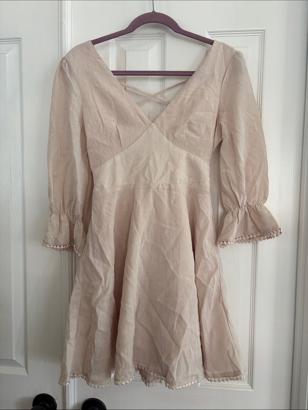 Ina Shabby chic cottage core cream Puff-Sleeve Elegant lightweight Dress small